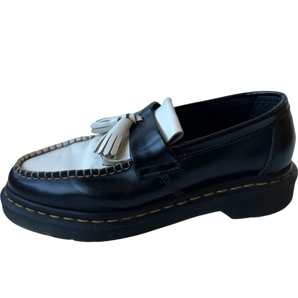 Dr. Martens Loafers Adrian Black White Tassel Fringe Shoes Men's 6 Women's 7